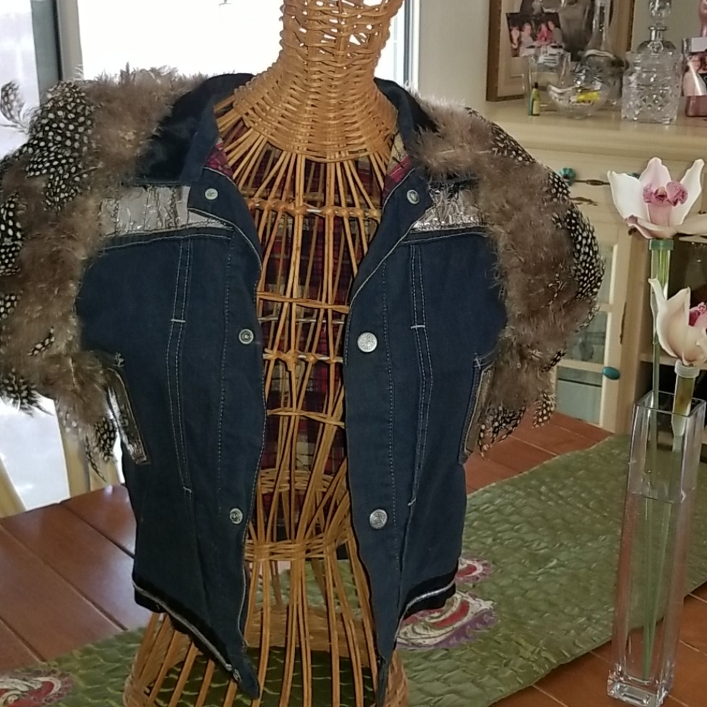 Vintage 1973 Diane Freis Denim Flannel Vest